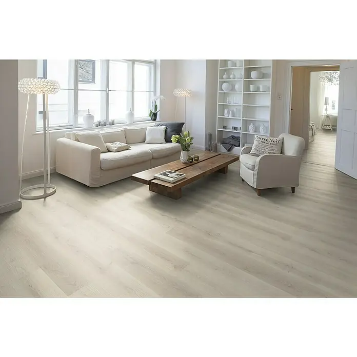 Egger Home Laminat Kolpino Eiche weiß - 1.292 x 193 x 8 mm, Landhausdiele - Stimmungsaufnahme