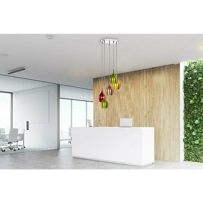 Searchlight Pendelleuchte Vibrant - 200 W, L x B x H: 31 x 30,5 x 160 cm, Bunt, E14 - Stimmungsaufnahme