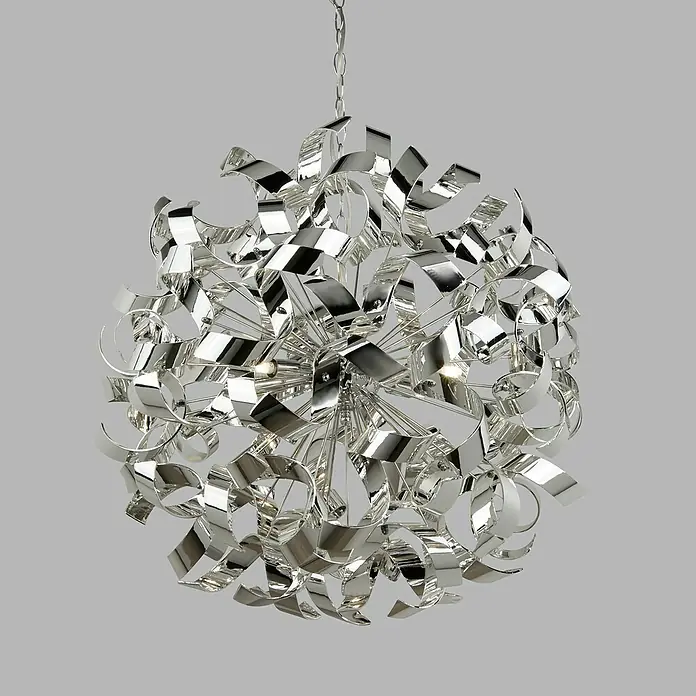 Searchlight Curls Pendelleuchte - 198 W, L x B x H: 110 x 60 x 60 cm, Chrom, G9 - Detailaufnahme