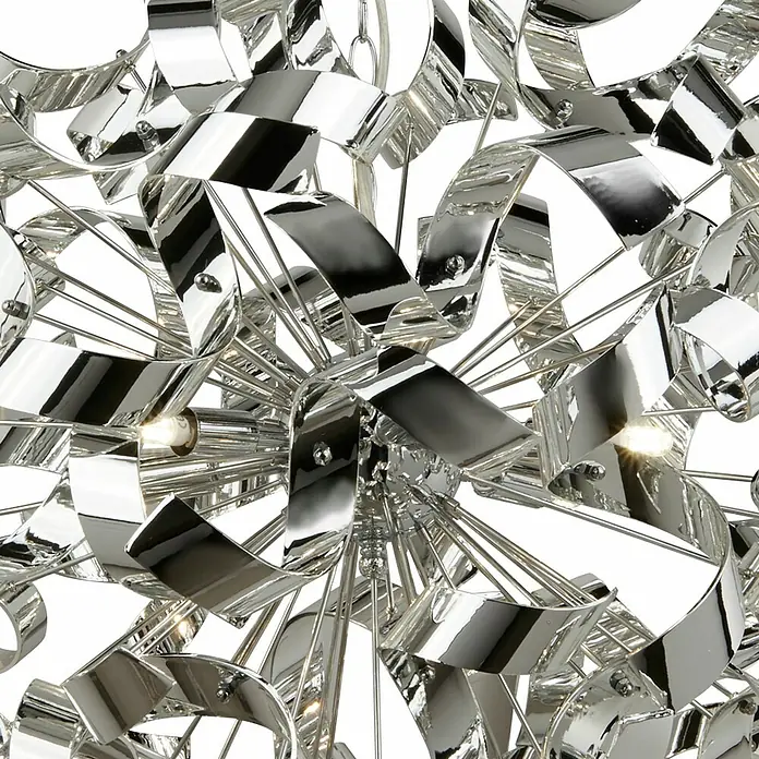 Searchlight Curls Pendelleuchte - 198 W, L x B x H: 110 x 60 x 60 cm, Chrom, G9 - Detailaufnahme