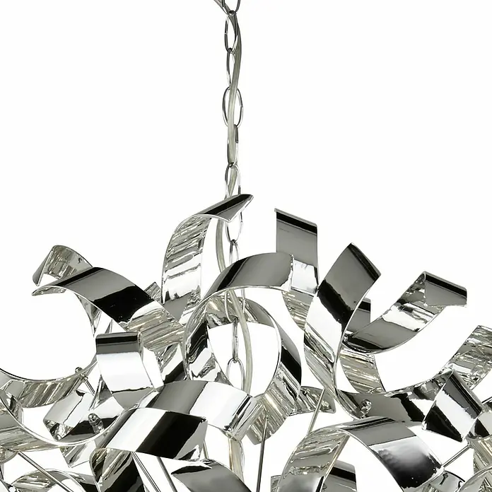 Searchlight Curls Pendelleuchte - 198 W, L x B x H: 110 x 60 x 60 cm, Chrom, G9 - Detailaufnahme