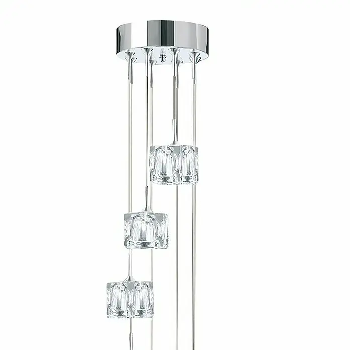 Searchlight Pendelleuchte Ice Cube - 132 W, L x B x H: 20 x 20 x 116 cm, Chrom - Detailaufnahme