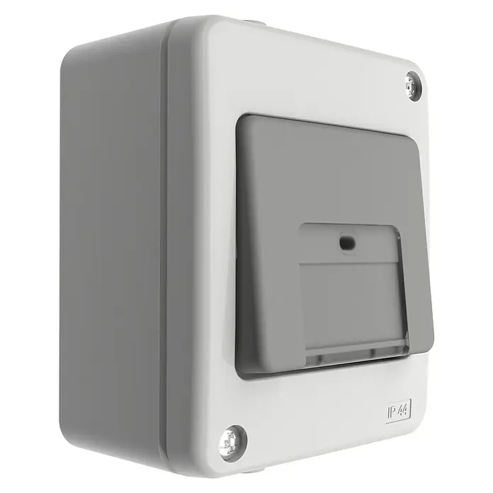 Voltomat FLUID Cruzamiento para zonas con humedad - Gris, En pared, IP44 - Vista angular