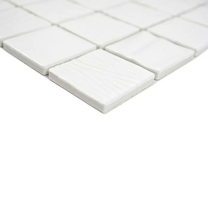 Mozaïektegel vierkant Nippon CG KN1 - 29,5 x 29,5 cm, Wit, Glanzend - Close-up