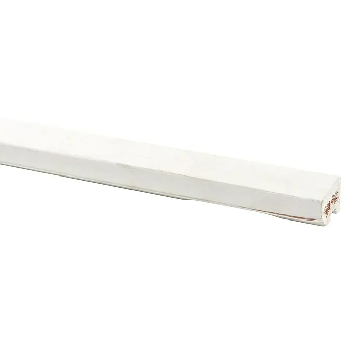 Glaslat Hardhout wit gegrond - Wit, 270 cm x 23 mm x 21 mm - Close-up