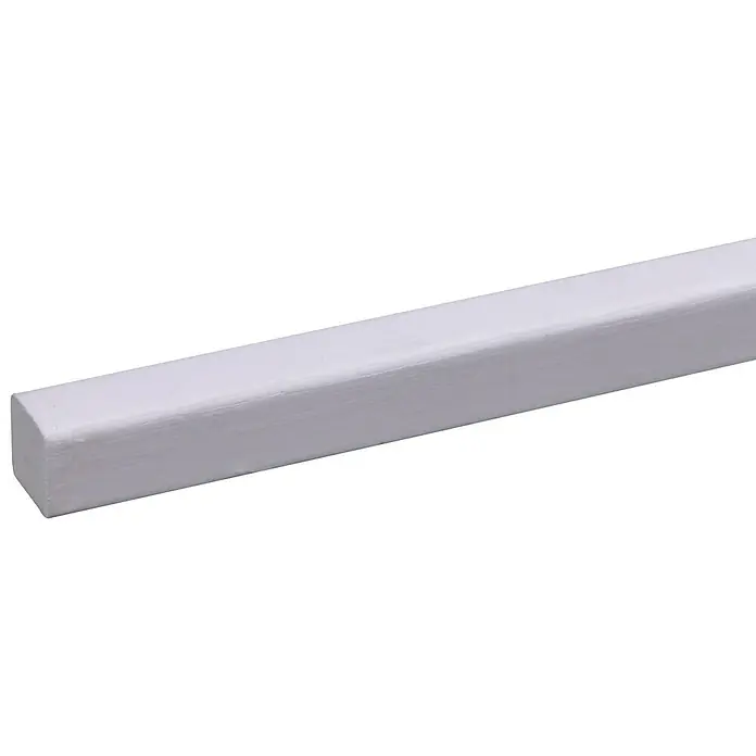 Glaslat Hardhout wit gegrond - Wit, 270 cm x 17 mm x 17 mm - Close-up