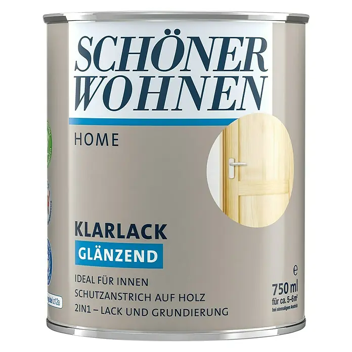 SCHÖNER WOHNEN-Farbe Home Klarlack - Farblos, 750 ml, Glänzend - Vorderansicht