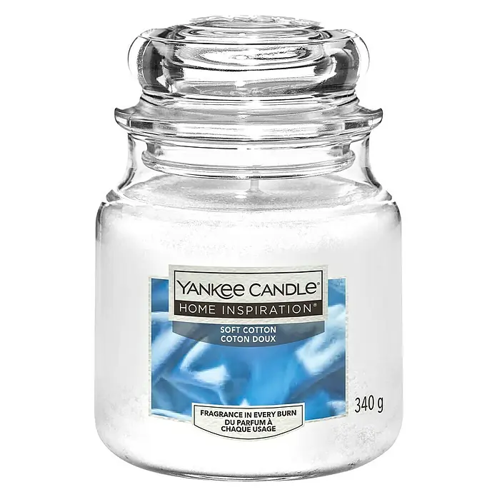 Yankee Candle Home Inspirations Duftkerze - Im Glas, Soft Cotton, Medium - Vorderansicht