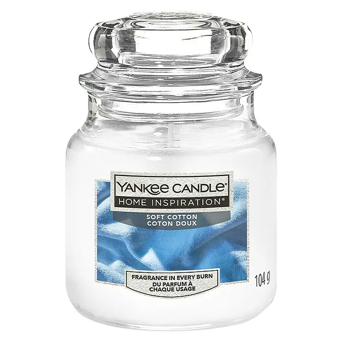 Yankee Candle Home Inspirations Duftkerze - Im Glas, Soft Cotton, Small - Vorderansicht