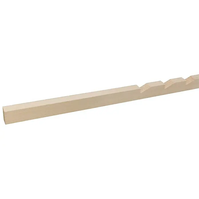 Houten lat met inkepingen - Vurenhout, 210 cm x 18 mm x 29 mm, Keeplat - Close-up