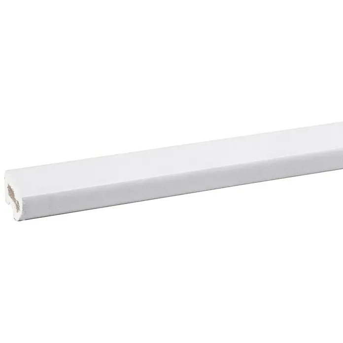 Glaslat Hardhout wit gegrond - Wit, 270 cm x 28 mm x 24 mm - Close-up