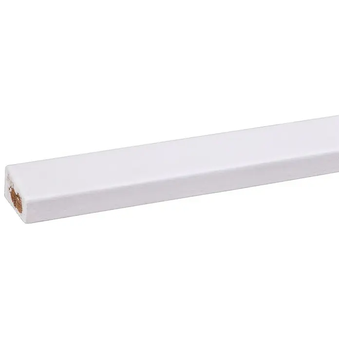 Glaslat Hardhout wit gegrond - Wit, 270 cm x 28 mm x 17 mm - Close-up
