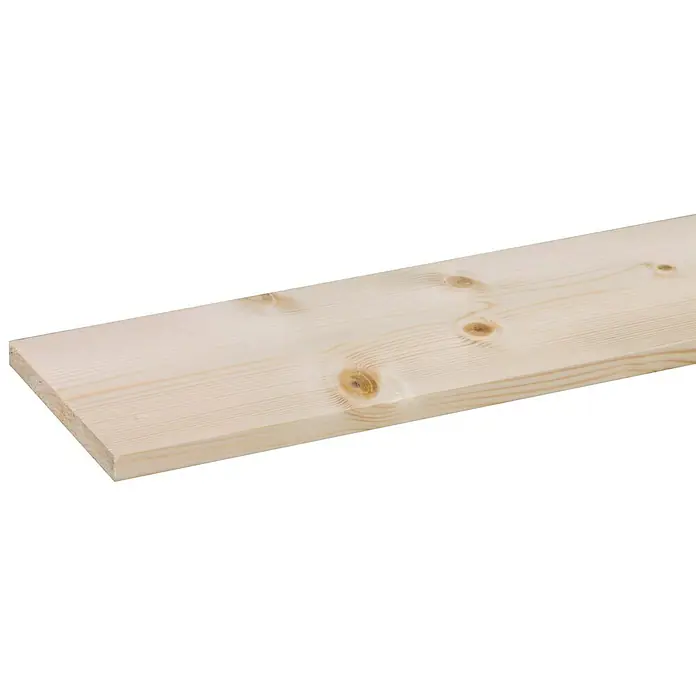 Houten lat Vuren Geschaafd Natuurlijk - l x b x h: 270 cm x 117 mm x 12 mm, Vurenhout, Naturel - Close-up