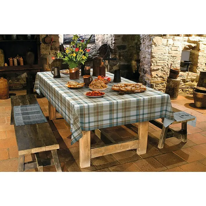 D-c-fix Manhattan Tischdecke Borneo - Blau, 150 cm, Rund - Stimmungsaufnahme