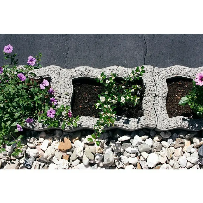Pflanzstein Rasterstein - Grau, 30 x 20 x 20 cm, Beton - Stimmungsaufnahme