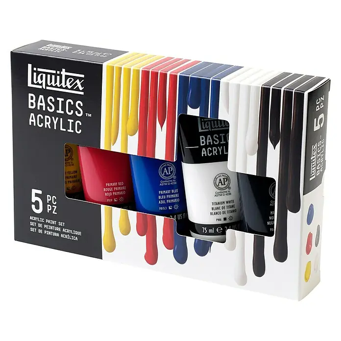 Liquitex Basics Set akrilnih boja - Razvrstano po boji, 5 Kom. x 75 ml, Tuba - Dijagonalni pogled