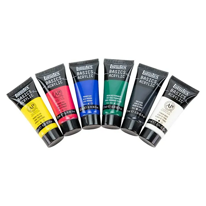 Liquitex Basics Set akrilnih boja - Razvrstano po boji, 6 Kom. x 22 ml, Tuba - Pogled sprijeda