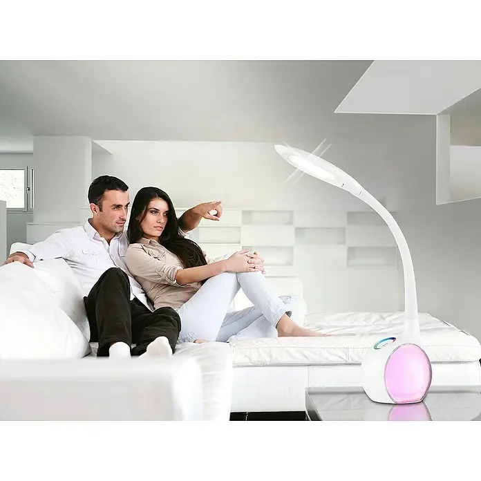 Globo Lámpara de sobremesa LED Tarron - 5,2 W, L x An x Al: 30 x 13,5 x 53 cm, Blanco, Transparente, Blanco diurno - Producto en uso