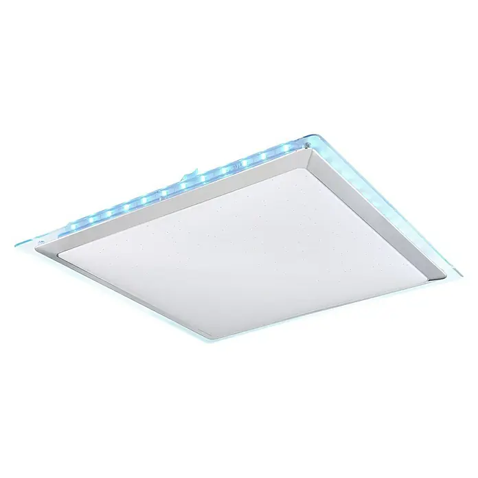 Globo LED-Deckenleuchte Rena - 30 W, L x B x H: 44,5 x 44,5 x 7,5 cm, Chrom - Diagonale Ansicht