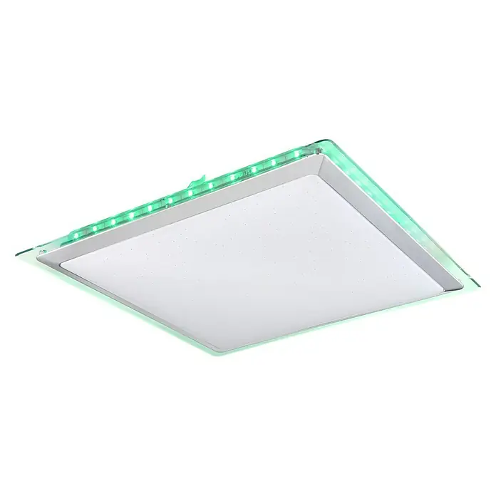 Globo LED-Deckenleuchte Rena - 30 W, L x B x H: 44,5 x 44,5 x 7,5 cm, Chrom - Diagonale Ansicht
