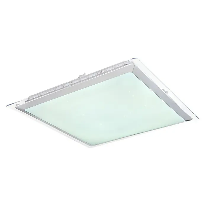 Globo LED-Deckenleuchte Rena - 30 W, L x B x H: 44,5 x 44,5 x 7,5 cm, Chrom - Diagonale Ansicht