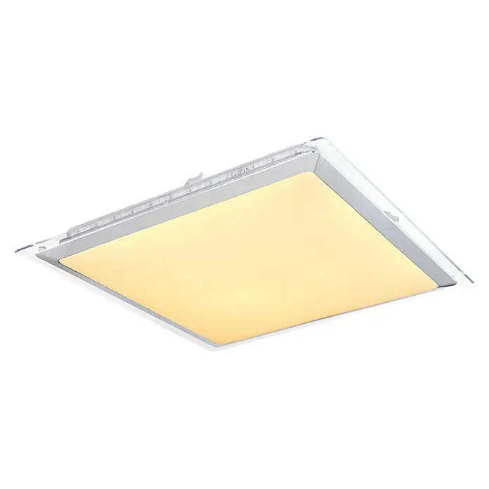 Globo LED-Deckenleuchte Rena - 30 W, L x B x H: 44,5 x 44,5 x 7,5 cm, Chrom - Diagonale Ansicht