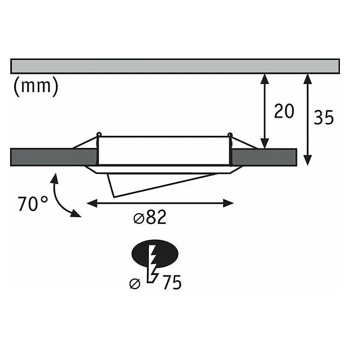 Paulmann LED-Einbauleuchten-Set Stepdim - 6 W, Weiß, 3 Stk., Warmweiß, 8,2 cm - Skizze
