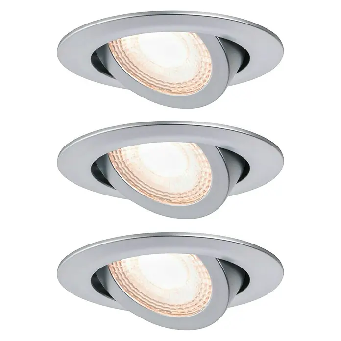 Paulmann LED-Einbauleuchten-Set Stepdim - 6 W, Chrom, 3 Stk., Warmweiß, 8,2 cm - Vorderansicht