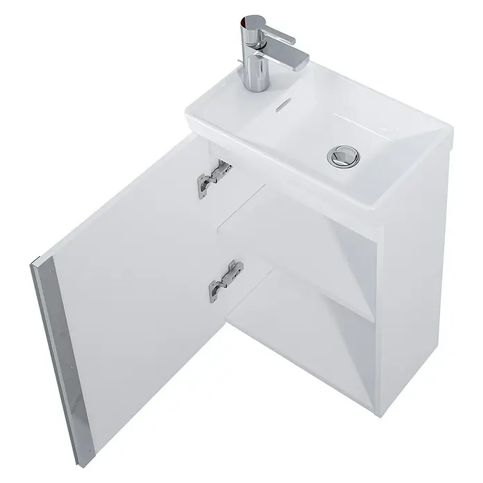 Riva Badmöbel-Set Joy - 45,5 cm, Weiß, Hochglanz - Diagonale Ansicht