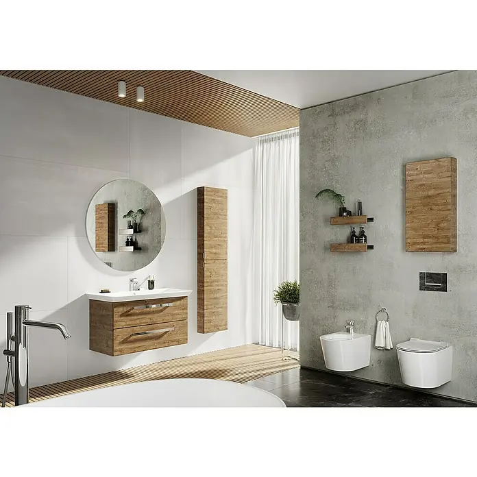 Riva Vulcano Hochschrank - 40 x 12,6 x 180 cm, Canela Eiche - Stimmungsaufnahme