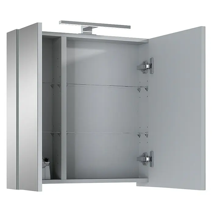 Riva Vulcano LED-Spiegelschrank - 60,6 x 13 x 61,8 cm, Mit Beleuchtung, Spanplatte - Diagonale Ansicht