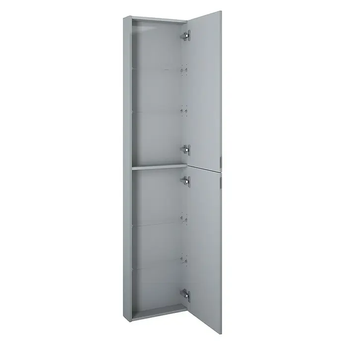 Riva Vulcano Hochschrank - 40 x 12,6 x 180 cm, Hellgrau - Diagonale Ansicht