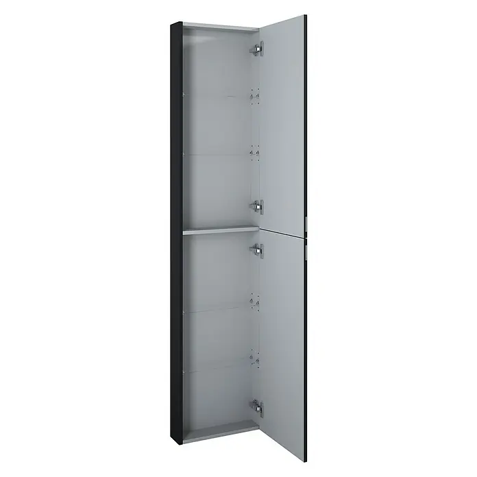 Riva Vulcano Hochschrank - 40 x 12,6 x 180 cm, Schwarz - Diagonale Ansicht