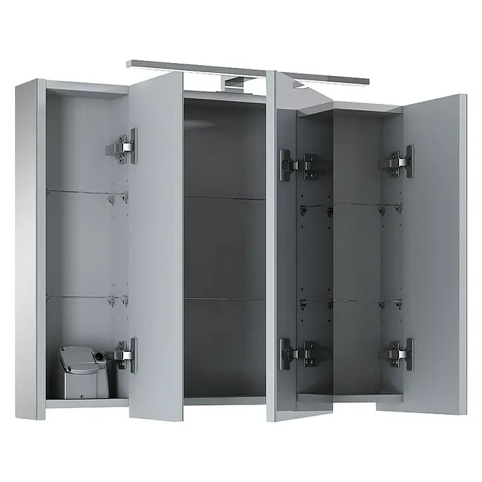 Riva Vulcano LED-Spiegelschrank - 80,6 x 13 x 61,8 cm, Mit Beleuchtung, Spanplatte - Diagonale Ansicht