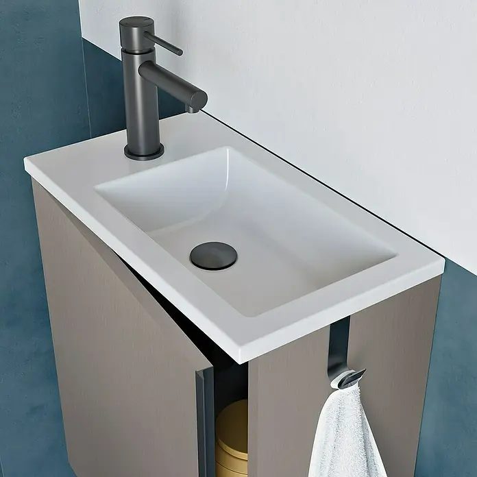 Riva Badmöbel-Set Indus - 46 cm, Grau, Matt - Stimmungsaufnahme