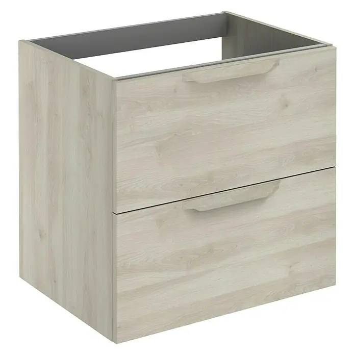 Riva Urban Waschtischunterschrank - 60 x 45 x 56,5 cm, Eiche Grau/Weiß, Matt - Diagonale Ansicht