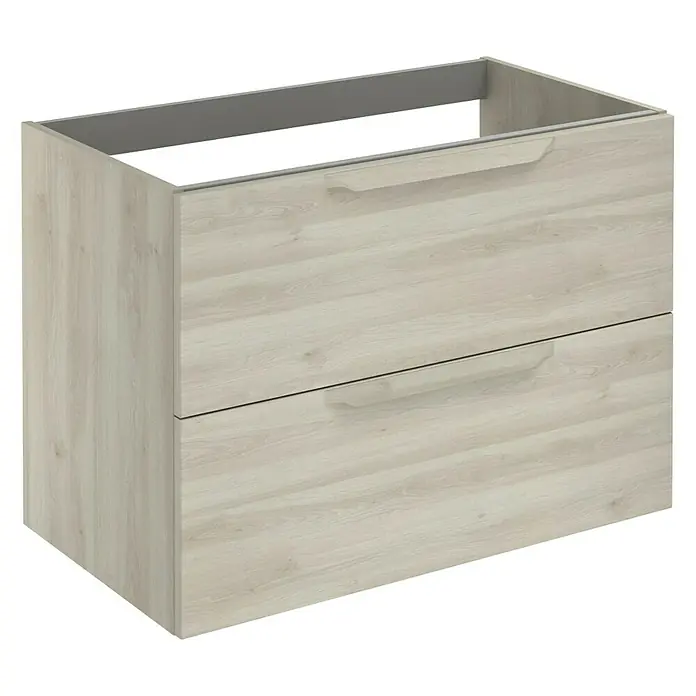 Riva Urban Waschtischunterschrank - 80 x 45 x 56,5 cm, Eiche Grau/Weiß, Matt - Diagonale Ansicht