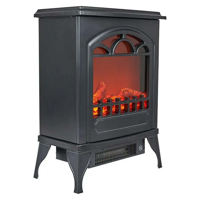 Voltomat HEATING Elektrischer Kamin - Schwarz, 2.000 W - Diagonale Ansicht