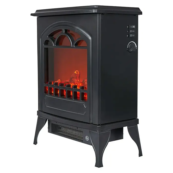Voltomat HEATING Elektrischer Kamin - Schwarz, 2.000 W - Diagonale Ansicht