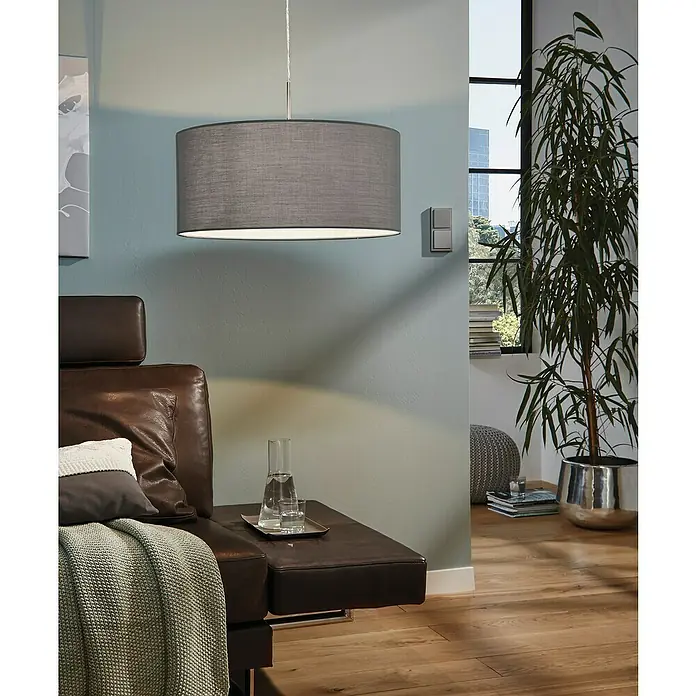 Eglo Pasteri Pendelleuchte rund - Durchmesser: 530 mm, Farbe Schirm: Grau - Stimmungsaufnahme