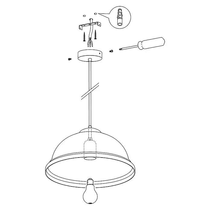 Eglo Pendelleuchte rund - Höhe: 110 cm, Kupfer - Skizze