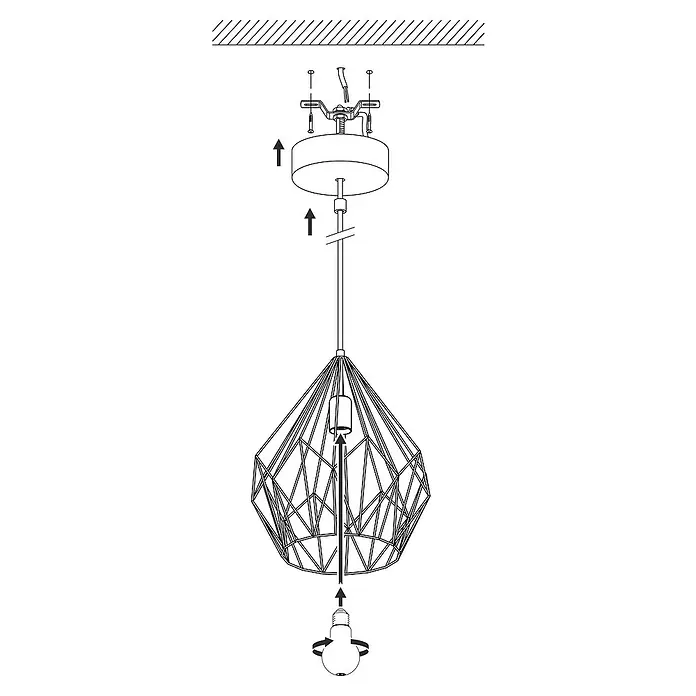 Eglo Pendelleuchte rund Carlton - Höhe: 110 cm, Kupfer - Skizze