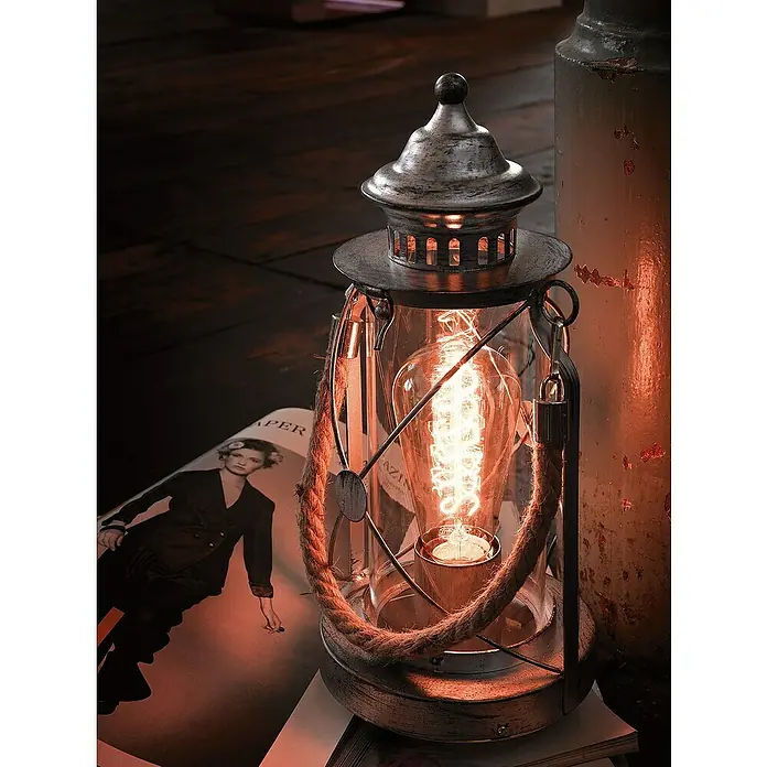 Eglo Tischleuchte Bradford - 60 W, Silber, Ø x H: 14 x 33 cm - Stimmungsaufnahme