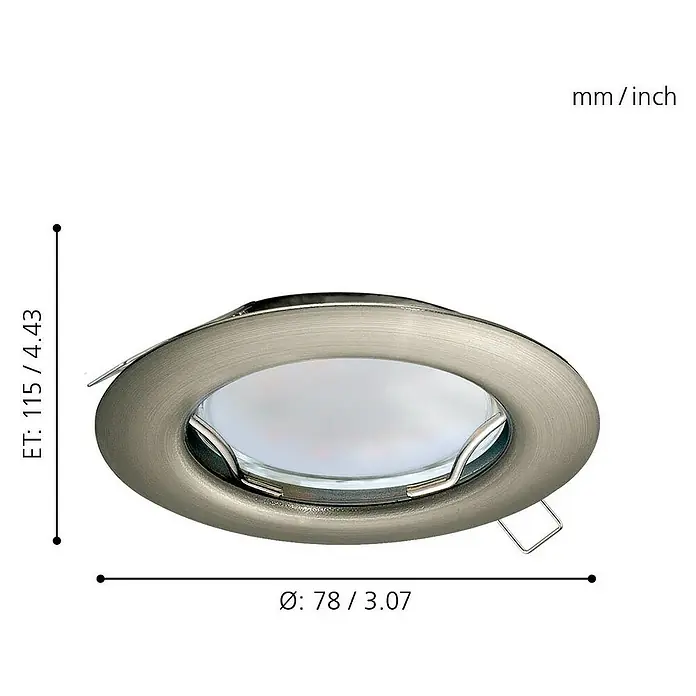 Eglo LED-Einbauleuchten-Set Peneto - 9 W, L x B x H: 7,8 cm x 7,8 cm x 11,5 mm, Chrom, 3 Stk., Warmweiß - Skizze