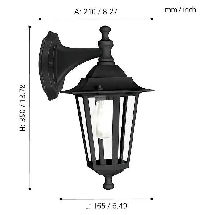 Eglo Laterna 4 Außenwandleuchte Laterna 4 - 60 W, Schwarz, IP44 - Skizze