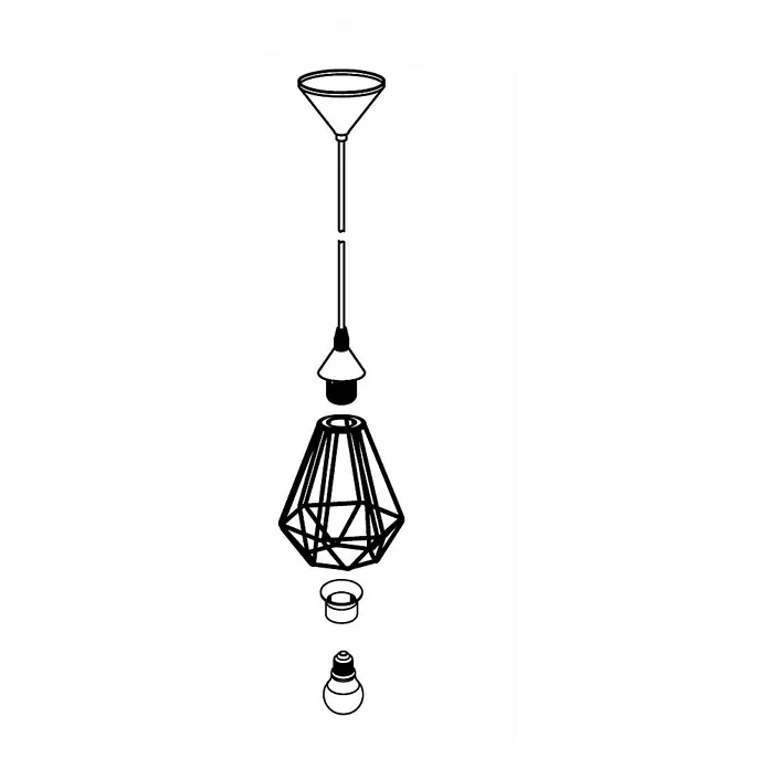 Eglo Tarbes Pendelleuchte rund - Höhe: 110 cm, Durchmesser: 175 mm - Skizze