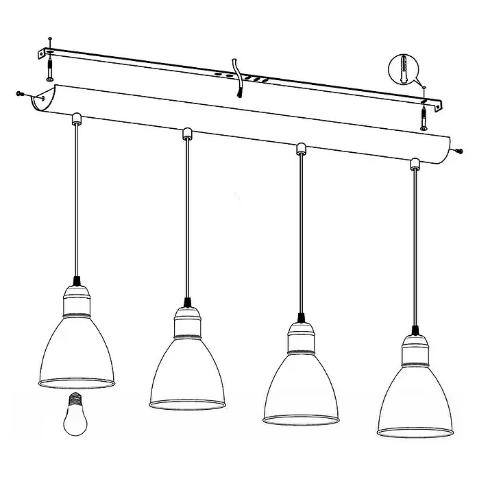 Eglo Priddy Pendelleuchte - Höhe: 110 cm - Skizze