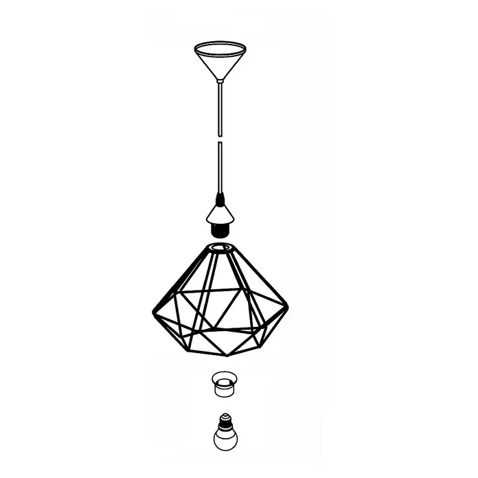 Eglo Tarbes Pendelleuchte rund - Höhe: 110 cm, Durchmesser: 325 mm - Skizze