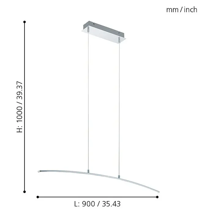 Eglo Style LED-Pendelleuchte Lasana - L x H: 90 x 100 cm - Skizze
