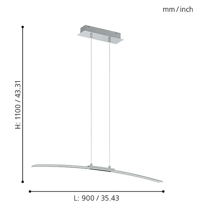 Eglo LED-Pendelleuchte Lasana - Höhe: 110 cm - Skizze